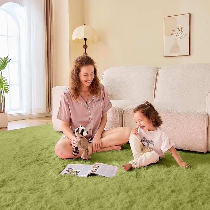 OPPODREAM 5x7 Light Green Rugs for Bedroom, Ultra-Soft Fluffy Area Rugs for Living Room, 5 x 7 Shag Carpet for Nursery, Kids, Girl, Boy, Baby, Plush, Fuzzy, Shaggy, Cute Home Decor