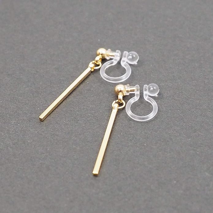 Comfortable Stick Invisible Clip On Earrings Gold Dangle Long Waved Threader Bar Clip-On Non Pierced Earrings Silver For Women,…