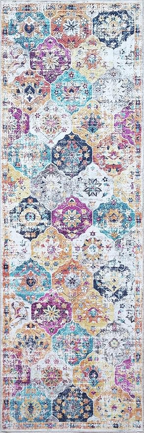 Mandala - Indoor Area Rugs 2x6 Washable, Stain Resistant Machine Washable Rugs for Living Room, Bedroom, and Modern House Décor - Durable Polyester Material, Colorful Patterned - Multicolor