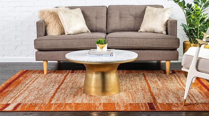 Unique Loom Autumn Collection Modern Contemporary Casual Abstract Area Rug (Beige/ Terracotta Rustic, 2 x 3 ft Rectangular)