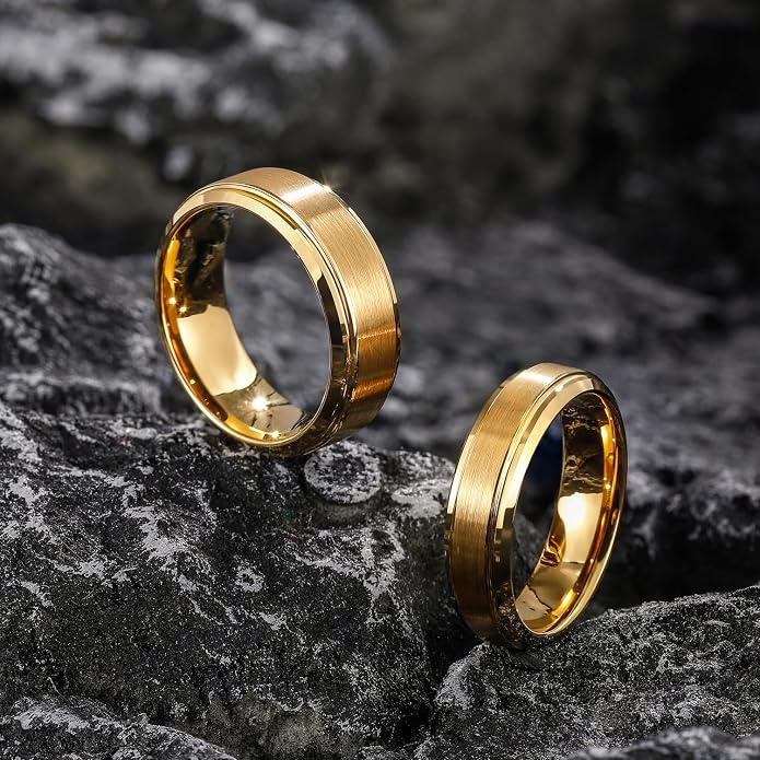 Greenpod 6mm 8mm Black Tungsten Rings for Men Women Brushed Wedding Bands Ring Matte Finished Comfort Fit Size 4-15