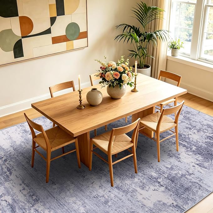 10x12 Area Rugs Living Room Rug Abstract Washable Rug Non-Slip Soft Low Pile Indoor Floor Stain Resistant Thin Carpet for Bedroom Dining Room Home Office Farmhouse Nursery - Light Gray & Cream