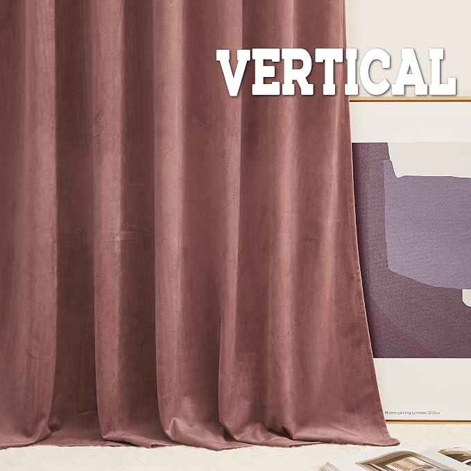 RYB HOME Elegant Velvet Curtains 96 inch Length Room Darkening Small Window Decor Silk Hand Feel Privacy Vertical Shade for Nursery Playroom Bedroom, W52 x L96 inches, Wild Rose Pink, 2 Panels