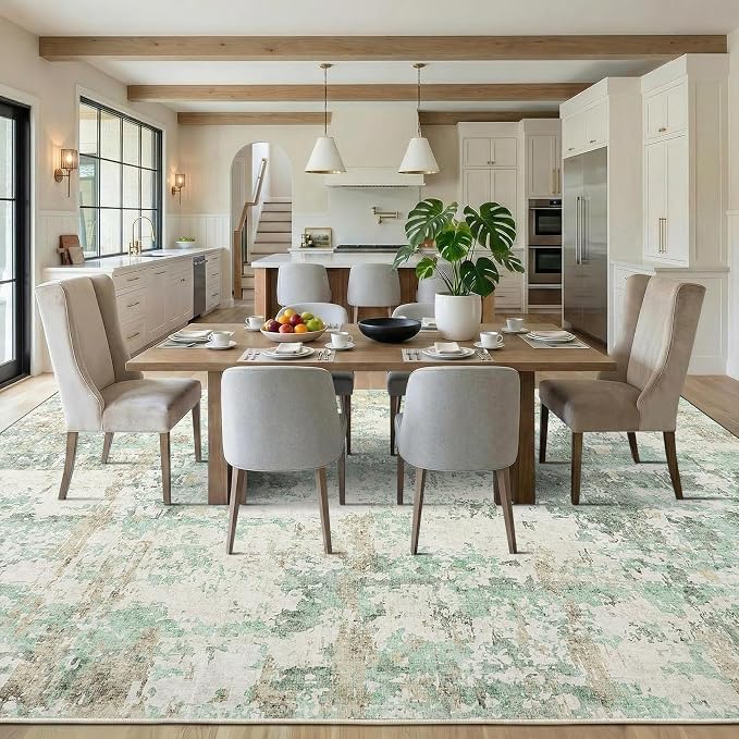 GarveeHome 5x7 Abstract Area Rug Neutral Washable Living Room Bedroom Rug | Large Modern Low Pile Non Slip Floor Mat Carpet Indoor Accent Rug for Dining Room Playroom Nursery Home Decor
