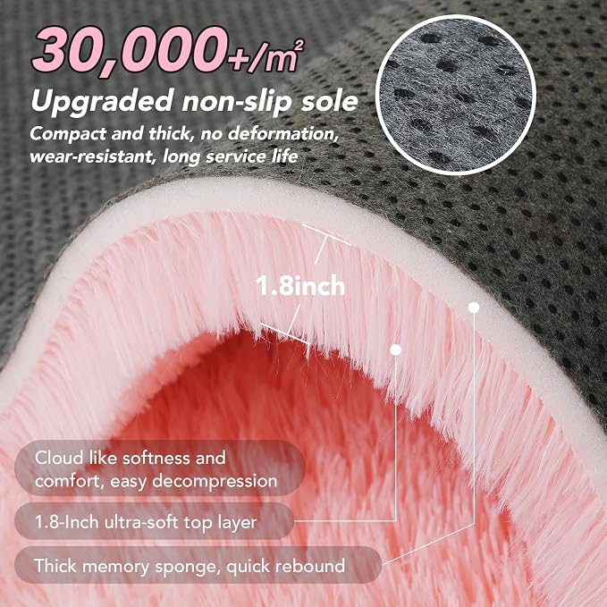 Fluffy 8x10 Area Rug Living Room: Shag Pink Area Rugs for Bedroom- Large Plush Soft Rugs for Living Room- Fuzzy Modern Carpets for Bedroom, Kids Room Decor (Pink, 8x10Feet)