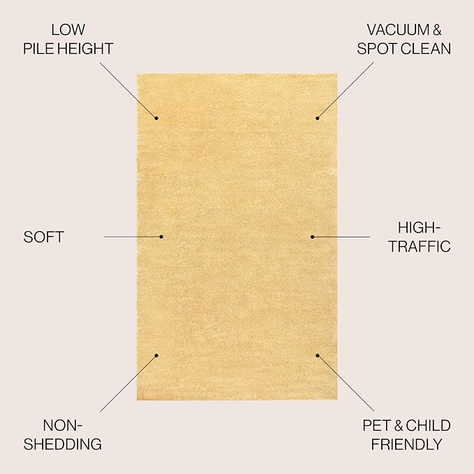JONATHAN Y Haze Solid Low-Pile Mustard 8' Round Indoor Area Rug, Coastal,Bohemian,Minimalist,Classic, Easy-Cleaning for Living Room,Bedroom,Kitchen,Pet Friendly,Non-Shedding (SEU100B-8R)