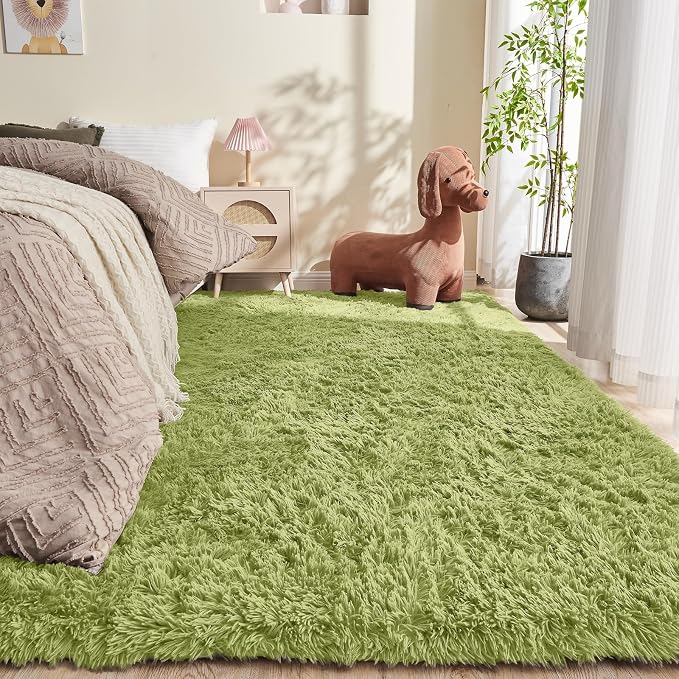 OPPODREAM 5x7 Light Green Rugs for Bedroom, Ultra-Soft Fluffy Area Rugs for Living Room, 5 x 7 Shag Carpet for Nursery, Kids, Girl, Boy, Baby, Plush, Fuzzy, Shaggy, Cute Home Decor