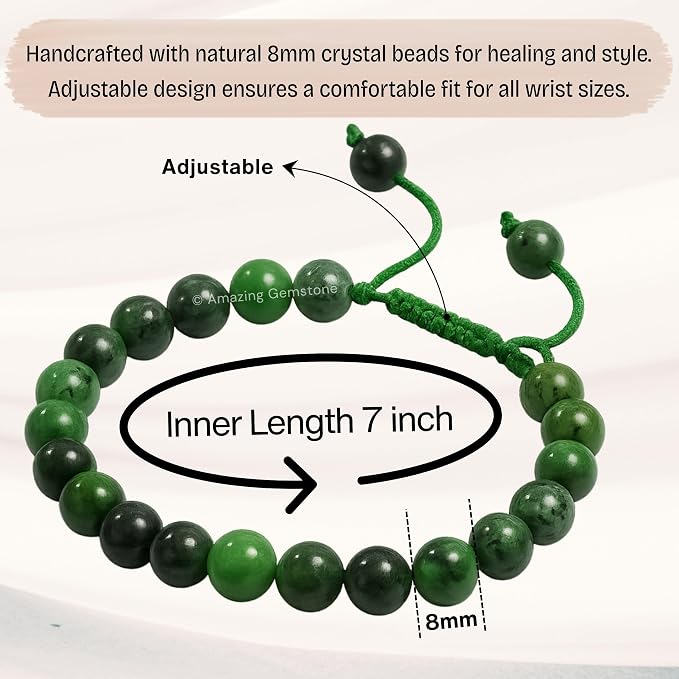 Amazing Gemstone Ruby Zoisite Bracelet, Gifts for Men & Women - Protection Healing Crystal Bracelet - 8mm Gemstone Beaded Adjustable Bracelet, Pulseras para Hombres Mujer Stocking Stuffers