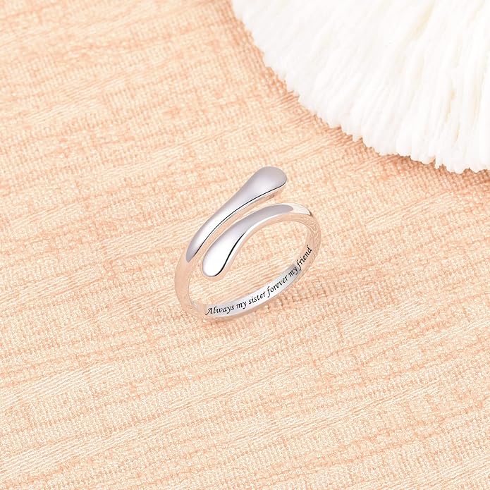 Fookduoduo 925 Sterling Silver Ring Inspirational Jewelry adjustable Wrap Open Rings for Women