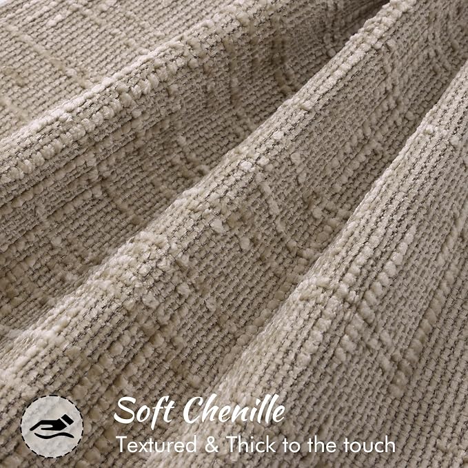 decorUhome Chenille Decorative Throw Pillow Covers 16x16 Set of 2,Oatmeal | Soft Texture, Slubby Modern Design, Flange Edges, Cozy Accent Pillow Covers for Couch, Sofa, Bed, Living Room