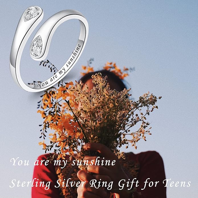 Fookduoduo 925 Sterling Silver Ring Inspirational Jewelry adjustable Wrap Open Rings for Women