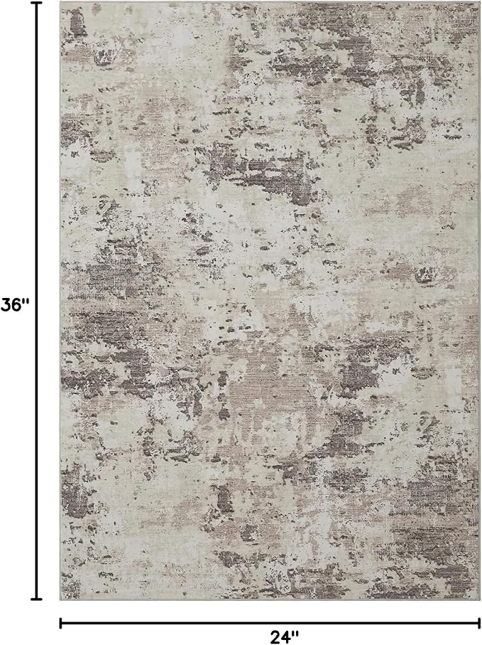 ROYHOME Modern Abstract 2x3 Area Rug Non Slip Non Shedding Low Pile Stain Resistant Rug for Entryway Kitchen Bedroom,Brown Grey