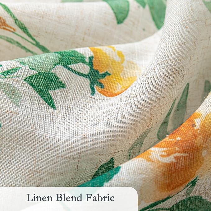 MYSKY HOME Floral Linen Curtains 72 inch Length 2 Panels Set - Sage Green Curtains Light Filtering Semi Sheer Protect Privacy Farmhouse Patterned French Drapes Back Tab Rod Pocket, 50" W Each Panel