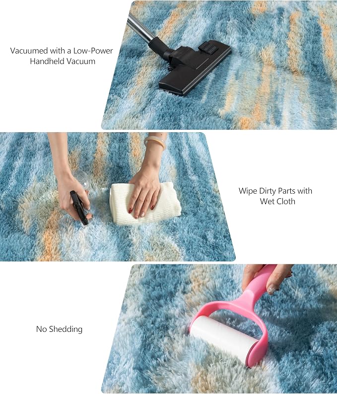 Pink Rugs for Living Room, 6x9 Area Rug for Bedroom Girls Kids Room | Shaggy Shag Carpet, Soft and Comfy, Non Slip Big Fuzzy Carpet for Bedroom Nursery Kids Girls Boys Room Dorm Home Decor