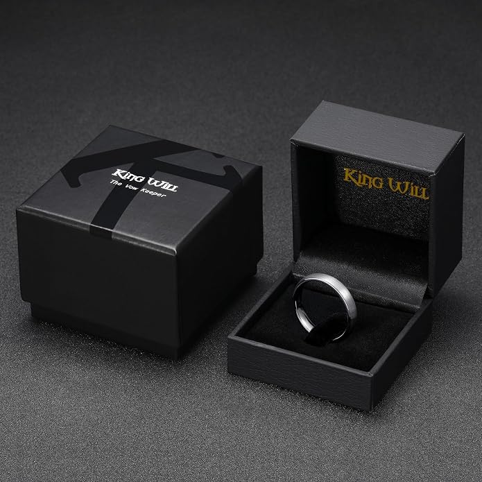 King Will Wedding Band for Men Women, 2/4/6/7/8mm Domed Matte Brushed Tungsten Carbide Rings, Solid/Dual Color Engagement Rings, Comfort Fit