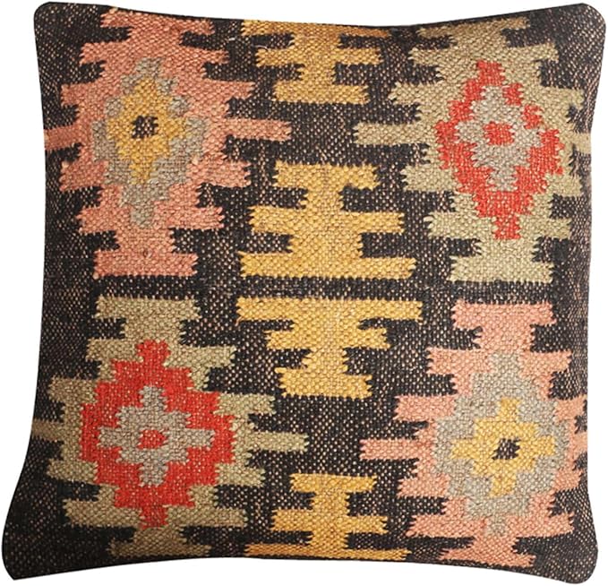 jute kilim cushion Handmade boho throw pillow for living room & Bedroom Eco-Friendly soft and stylish 18*18 inch