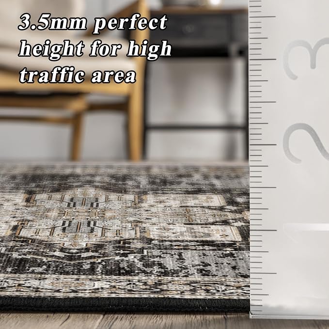 RUUGME Washable Hallway Runner 3x20 - Long Entryway Runner Rugs for Hallway Stain Resistant Carpet for Bedroom Kitchen with Non Slip Backing Home Decor Floor Decoration Mat 3x20 Black