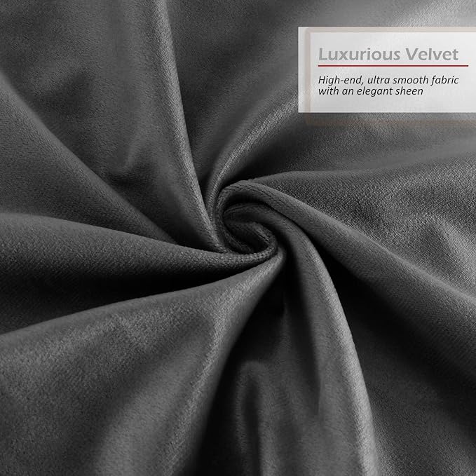 Nestl Throw Pillow Covers, Cozy Velvet Decorative Outdoor Pillow Covers 16 x 16 Inches, Soft Solid Cushion Covers for Sofa, Bed and Car, Set of 2 - Charcoal Stone Gray