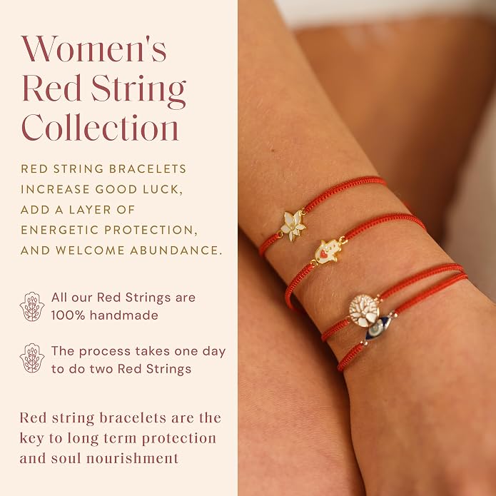 KARMA AND LUCK Powerful Protection, Red String Bracelet & Evil Eye Charm for Women with Genuine Gemstone, Size 5.5"-7.5”