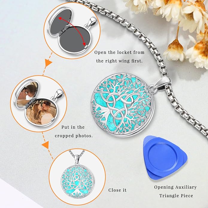 Sterling Silver Tree of Life Necklace for Women Oval Family Tree Necklace Abalone Shell Moonstone Pendant Mother Day Necklace for Mom Tree of Life Jewelry