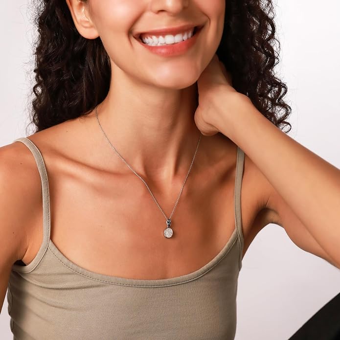 Silvershake Natural Moonstone 925 Sterling Silver Swirl and Spiral Solitaire Pendant