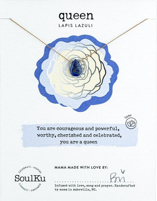 SOULKU Luxe Inspirational Necklace, Empowerment Jewelry, Handcrafted Necklace For Women, Gift For Mom, 2" Extender With Lobster Clasp, 16" Nylon Cord