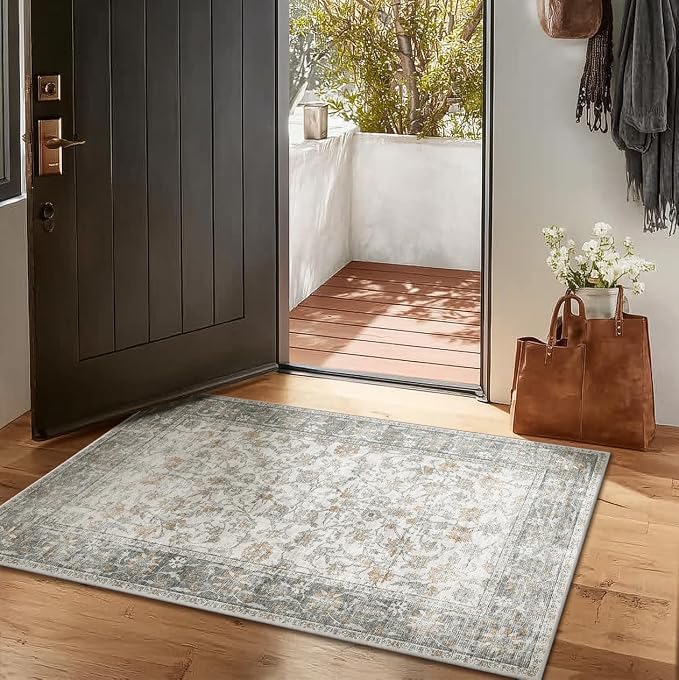 Washable Entryway Small Area Rugs: Door Mat Indoor Entrance 2x3 Boho Rug Stain Resistant Non-Slip Rubber Backing Soft Carpet for Kitchen Front Door Indoor Entrance Entry Bedroom Kids Room