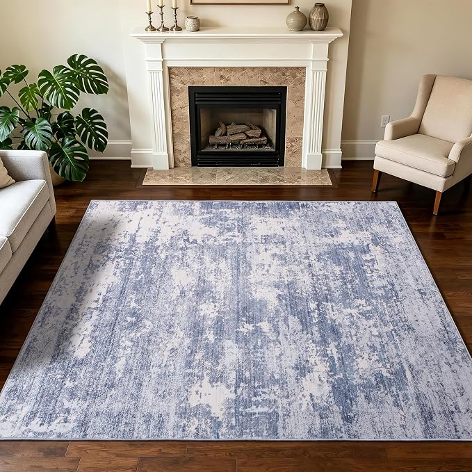 6x9 Area Rugs Living Room Rug Abstract Washable Rug Non-Slip Soft Low Pile Indoor Floor Stain Resistant Thin Carpet for Bedroom Dining Room Home Office Farmhouse Nursery - Teal & Sage Green 6' x 9'