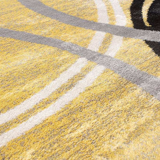 Rugshop Wavy Circles Jute Backing Accent Area Rug Yellow 2' x 3'