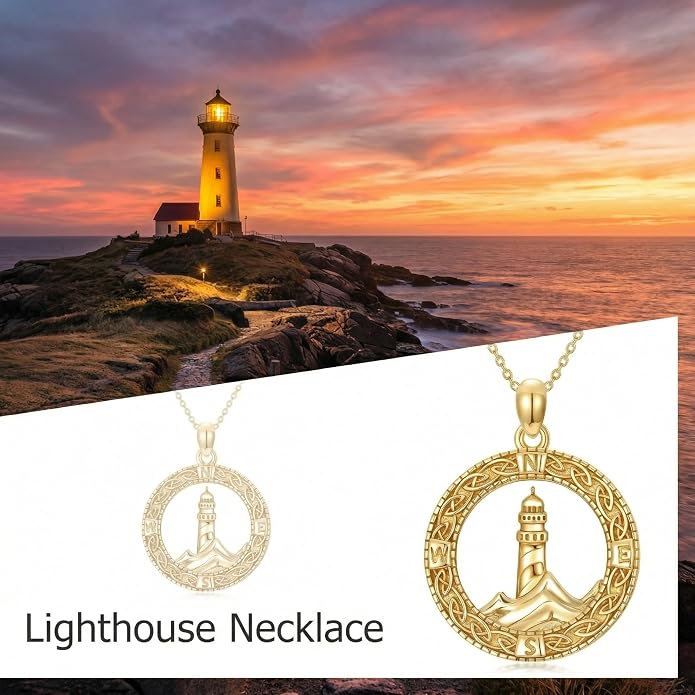 Compass/Sailboat/Lighthouse/Rudder Anchor Necklace for Women 18K Gold Plated Nautical Navy Jewelry Sea Lover Sailor Necklace Mothers Day Gifts for Women Mom Wife