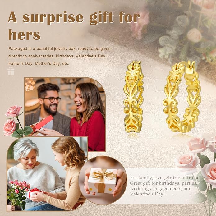 Gold Dainty Hoop Earrings for Women Hypoallergenic Lightweight 14K Gold Huggie Earrings Jewelry Valentines Day Gifts for Wife Girlfriend Her