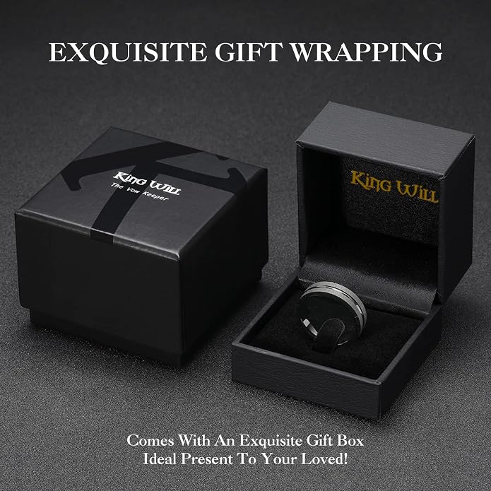 King Will Mens 8mm Rose Gold Groove/Gold Loop/Black Cross Groove Tungsten Carbide Wedding Ring Line Flat Pipe Cut Brushed Polished Comfort Fit 7-14