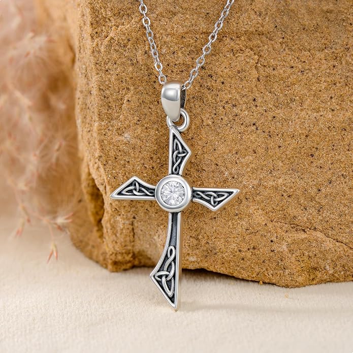 Cross Necklace for Women 925 Sterling Silver Crucifix Pendant Christian Cross Jewelry for Women Men