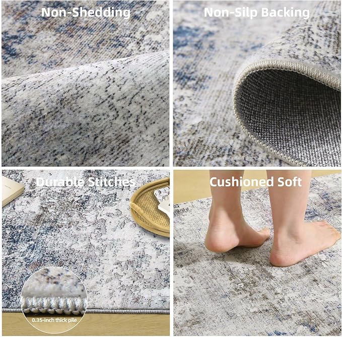 2x3 Washable Small Rugs for Entryway: Area Rug Non Slip Door Mat Indoor Entrance Soft Low Pile Throw Rugs for Inside Front Door Floor Bedroom Bedside Kitchen Nursery Kids Room Entry Home Office