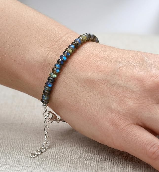 Natural Gemstone Bead Bracelet for Women – Healing Crystal Reiki Bracelet, Handmade Spiritual Protection Jewelry, Energy Stone Stretch Bracelet Gift for Women & Girls