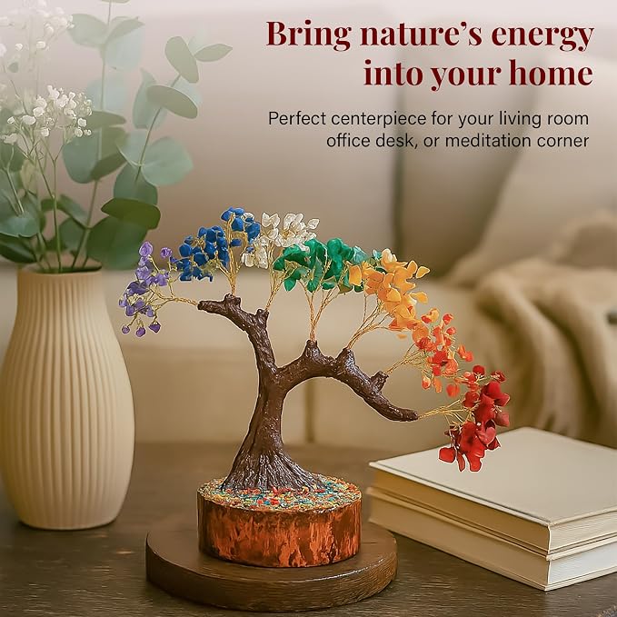 Crocon® 7 Chakra Bonsai Crystal Tree of Life Healing Crystals Home Decor Spiritual Gift, Birthday Gifts for Women, Mom, Sister Housewarming Gifts New Home Meditation Decor, Gift for Her Grandma