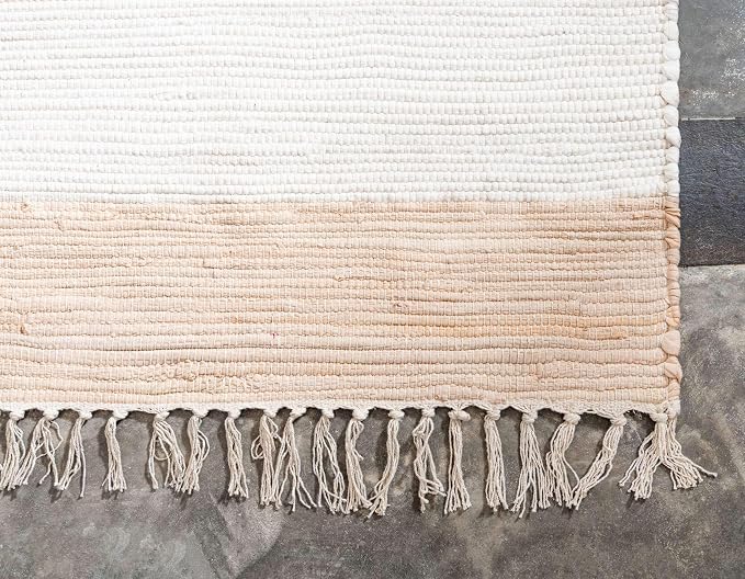 Unique Loom Chindi Rag Collection Area Rug - Striped (2'x 3' 1" Rectangle, Beige/ Ivory)
