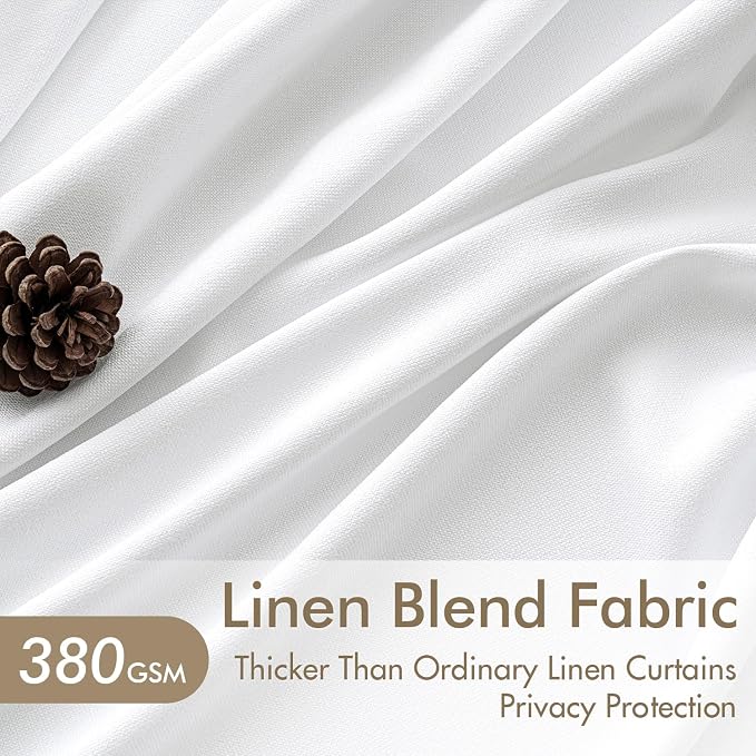 MIULEE Pinch Pleated Thick Linen Curtains 40x90 Inches White 4 Panels Set | Back Tab, Memory Trained, Pinch Pleat, Semi Sheer, Light Filtering Curtains, Window Drapes for Living Room Bedroom