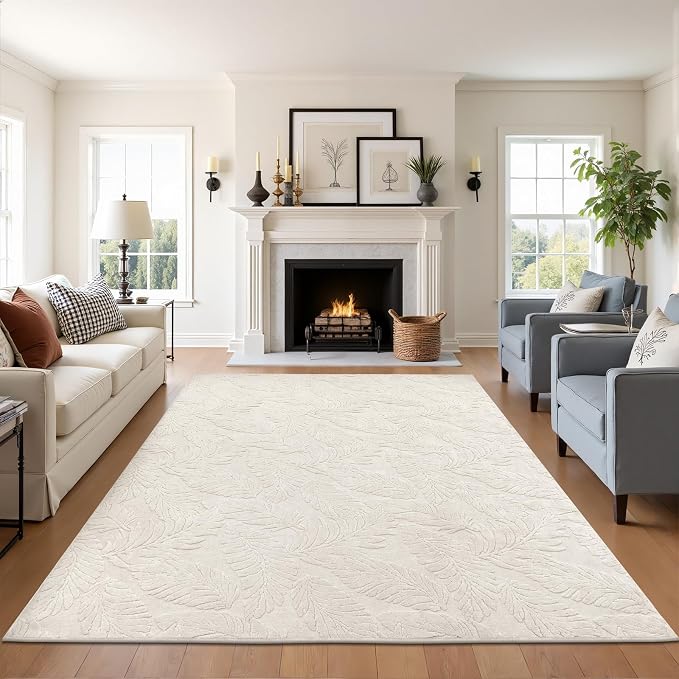 Pauwer Area Rugs for Living Room 5x7, Machine Washable Non Slip Rug, Beige | Neutral Boho Modern, Soft Fluffy Indoor Floor Carpet, For Bedroom Dining Room Nursery Kids Room Dorm