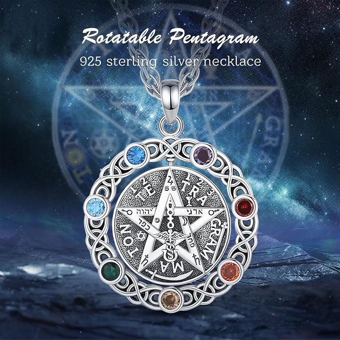 AEONSLOVE Tetragrammaton De Plata 925 Sterling Silver Tetragrammaton Necklace/Metatron Cube Pendant Amuleto De Proteccion Gifts for Women Men
