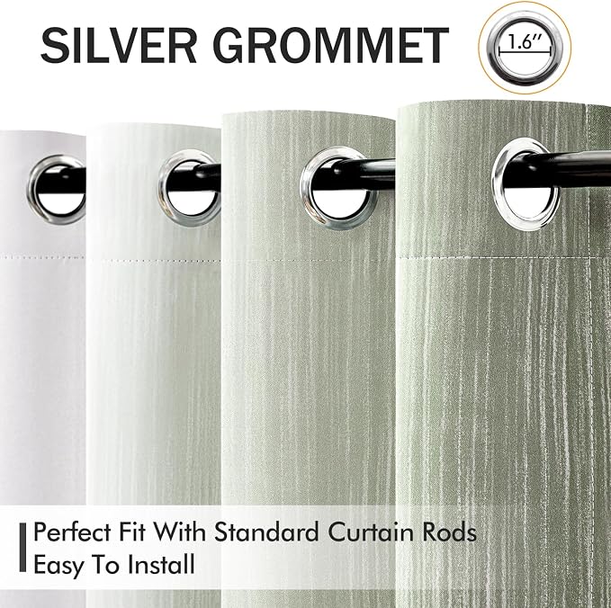 MIULEE Sage Green and Greyish White Ombre Blackout Curtains, Full Room Darkening Thermal Insulated 90 Inches Long Drapes for Bedroom/Living Room Grommet Window Treatments Modern 52Wx90L, Set of 2