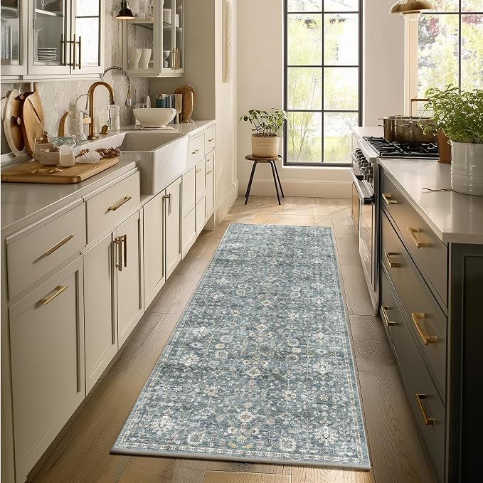 Machine Washable Hallway Runner Rug: 2'x6' Kitchen Rugs Soft Non-Slip Low Pile Vintage Boho Carpet Runners for Indoor Entryway Kitchen Bedside Bedroom Bathroom Farmhouse Decor