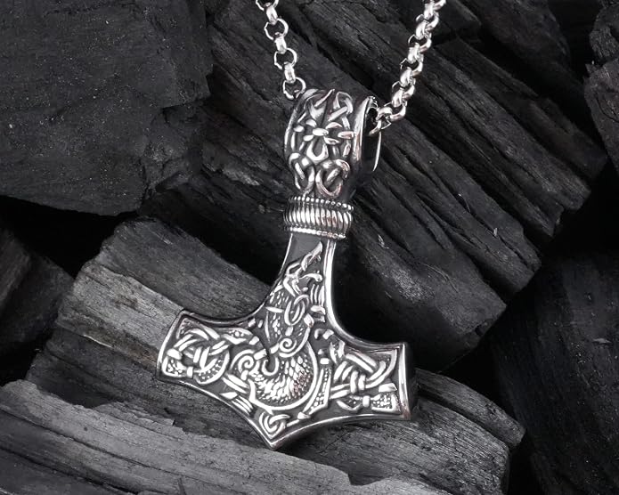 Baldur Jewelry - Thors Hammer Necklace Pendant Mjölnir - Viking Norse Thor Hammer Pendant Viking Jewelry - Thor Necklace - Thor Gifts for Men - Viking Necklace for Men