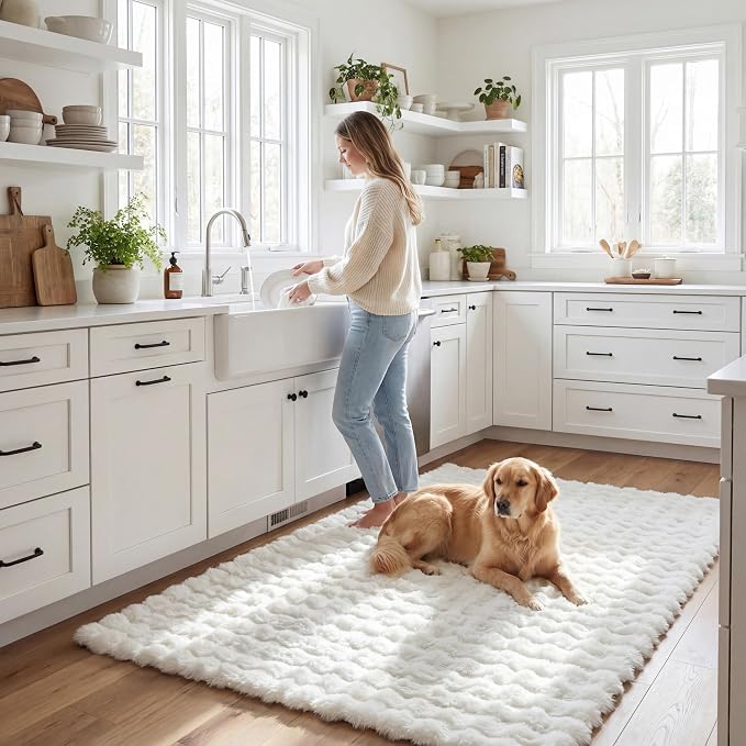 nuLOOM Jeni Off White Checkered Washable Area Rug, 3' x 5' | Nuloom Jeni Checkered 3' x 5' Machine Washable Accent Rug for Living Room Bedroom Dining Room Entryway, Off White