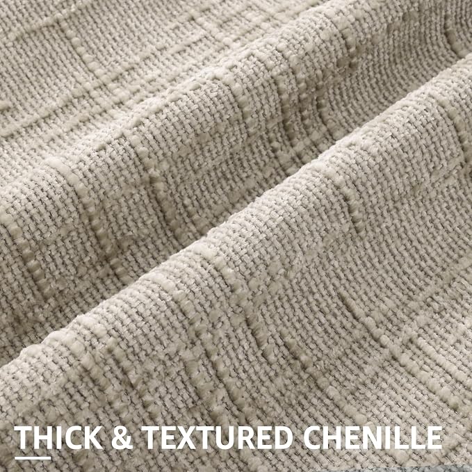 decorUhome Textured Chenille Throw Pillow Covers 24x24 Set of 2 Light Brown | Fall Modern Farmhouse Soft Cozy Slubby Couch Pillow Cases Boho Decorative Pillow Cases for Bed Sofa Living Room Home Decor