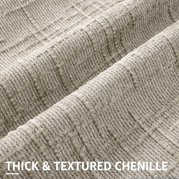 decorUhome Textured Chenille Throw Pillow Covers 26x26 Set of 2 Light Brown | Fall Modern Farmhouse Soft Cozy Slubby Couch Pillow Cases Boho Decorative Pillow Cases for Bed Sofa Living Room Home Decor
