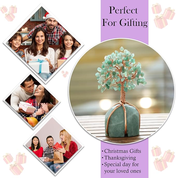 Crocon® Green Aventurine Crystal Tree, Birthday Gifts for Women, Men & Friends, Green Aventurine Stone Base Tree of Life Decor for House, Sister Gift, Birthday Gifts for Mom & Dad, House Warming Gift