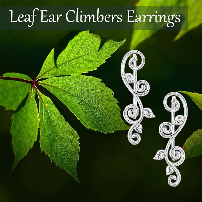 Ear Climbers Earrings for Women Sterling Silver Vintage Ear Crawler Earrings Jewelry Gifts for Women