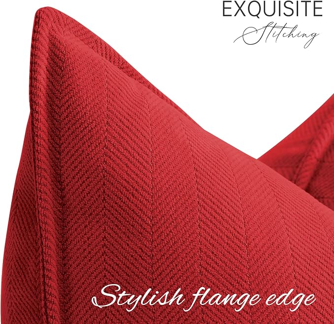 ZWJD Red Pillow Covers 18x18 Set of 2 Chenille Throw Red Pillows Cushion Covers with Elegant Design Soft and Luxurious Decorative Pillows for Couch, Bed, and Home Decor