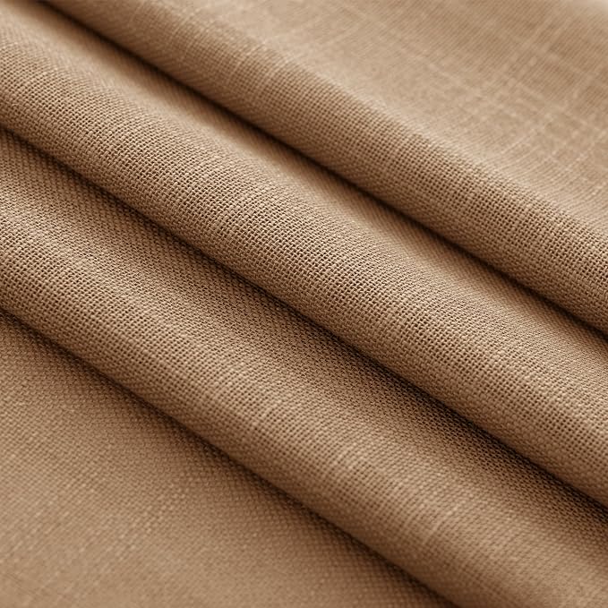 Brown Curtains for Living Room Back Tab Modern Farmhouse Semi Sheer Curtains 120 inches Long 2 Panels Set Muted Neutral Window Curtain for Dining Room Bedroom 52x120